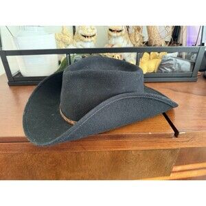 STETSON Mello Felt Hat Black Cowboy Western Size M Crushable Water Resistant